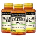 MASON NATURAL Root valérian 500 mg, 6 mois d'approvisionnement, aide naturelle au sommeil, favorise le sommeil sain et reposant, supplément à base de plantes, 3 paquets