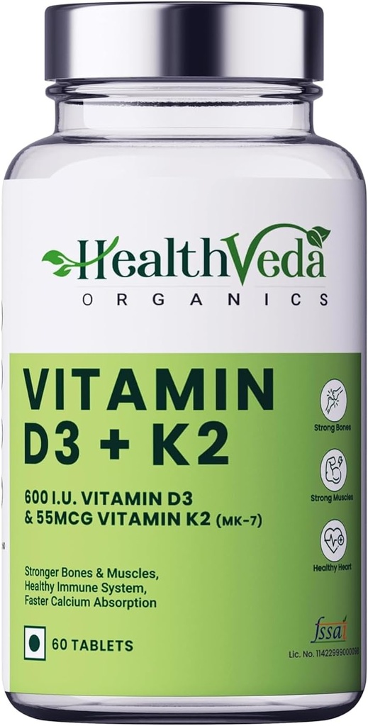 Organica Vitamine D3 (600 IE) + Vitamine K2 als MK7 Supplement (55 mcg) 