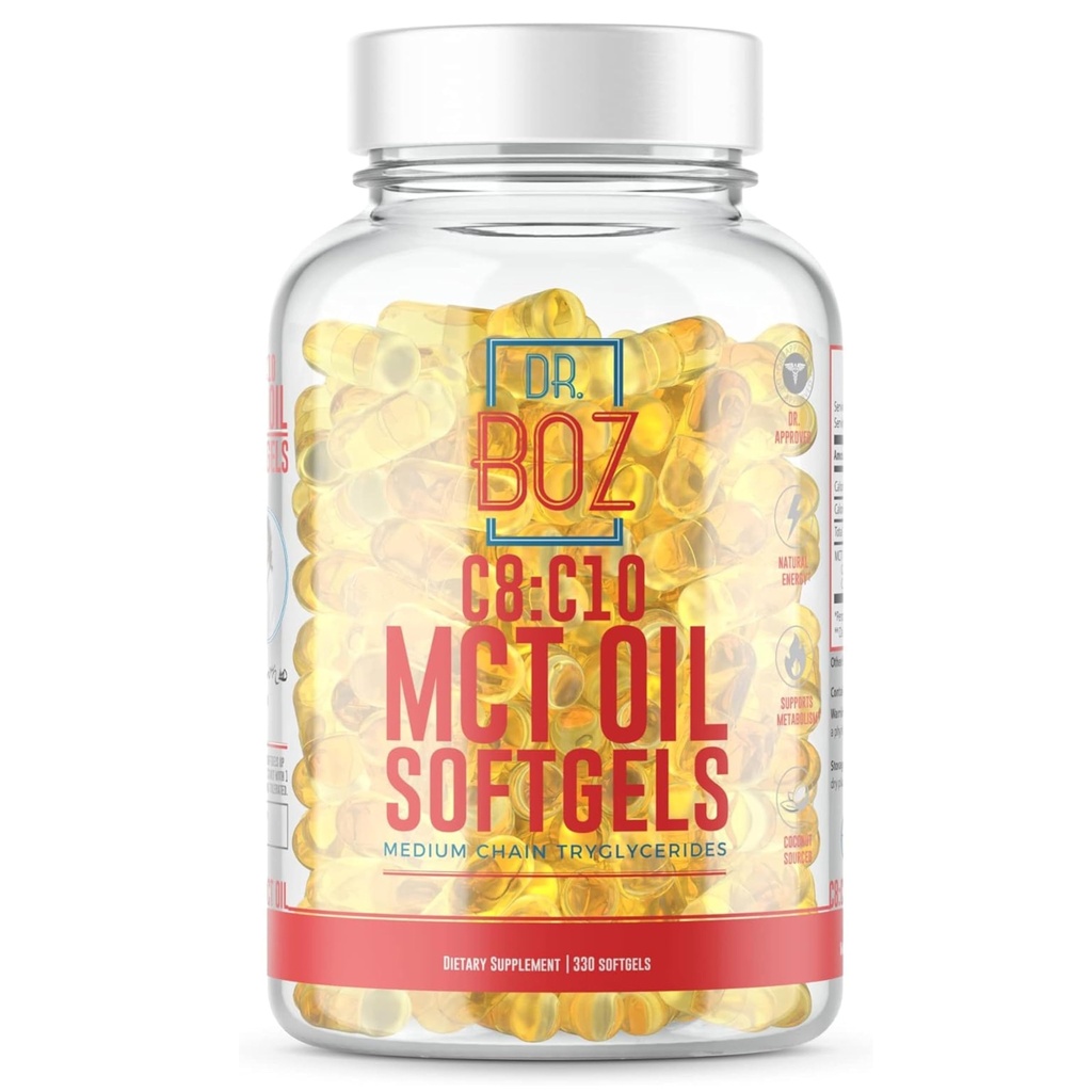Dr. Boz - C8:C10 MCT Oil Supplement (330 Softgels) - Doctor goedgekeurd - Natural Energy, Weight Management, & Mental Focus - Verhoogt Ketones - Made from Pure Coconut Oil - Made in The USA - Self Care
