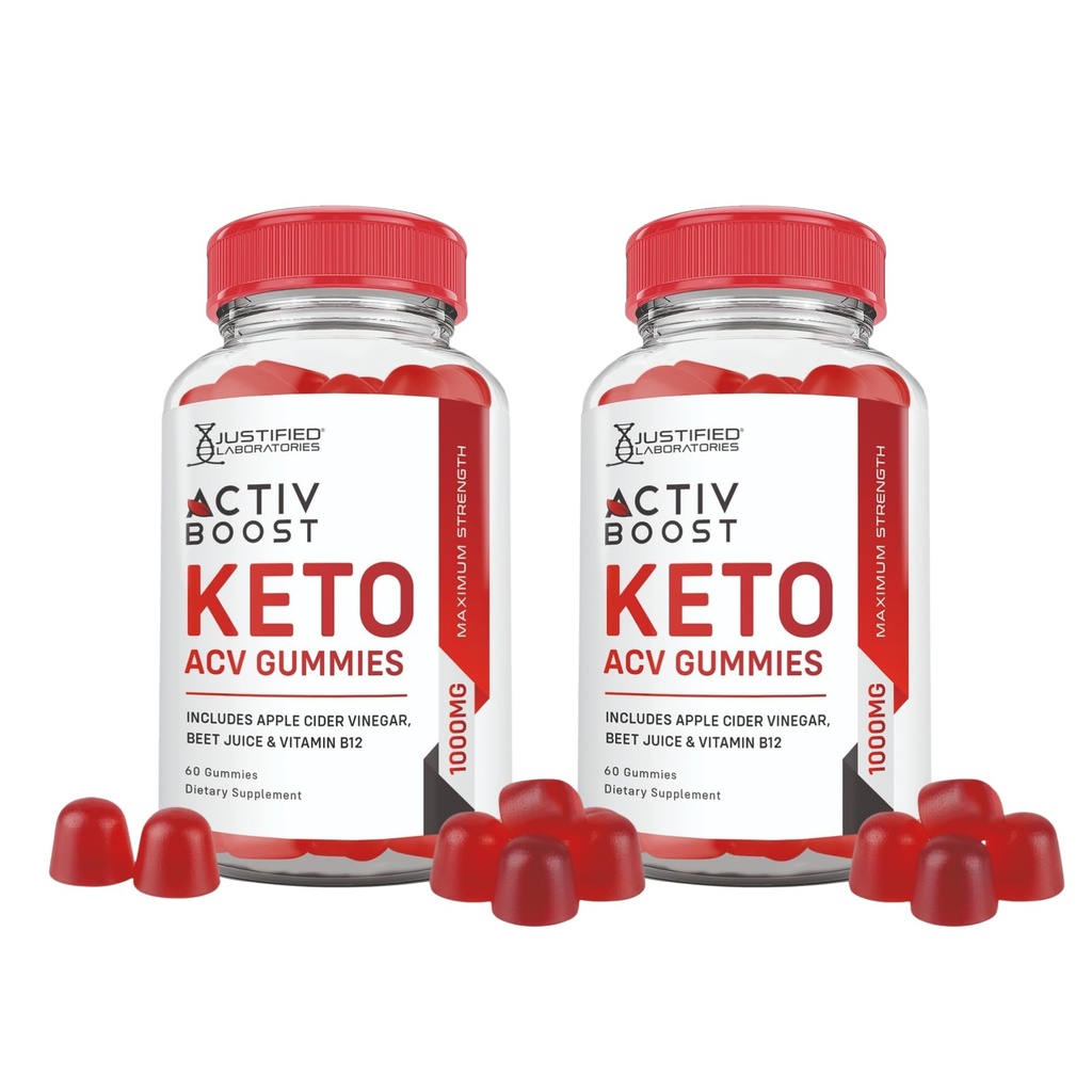 Justified Laboratories Activ Boost Keto ACV Gummies (1000 mg) - 60 Count, Pack of 2 - Made with the Mother & Vitamin B12 - Non-GMO, Vegan, Gluten Free - 60 Servings