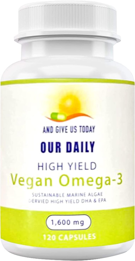 Our Daily Vites Vegan Omega-3 Supplement - Marine Algal Source for DHA & EPA Fatty Acids - Plant-Based Fish Oil Alternative - Carragenan Free Softgels for Eye Health & Optimal Wellness