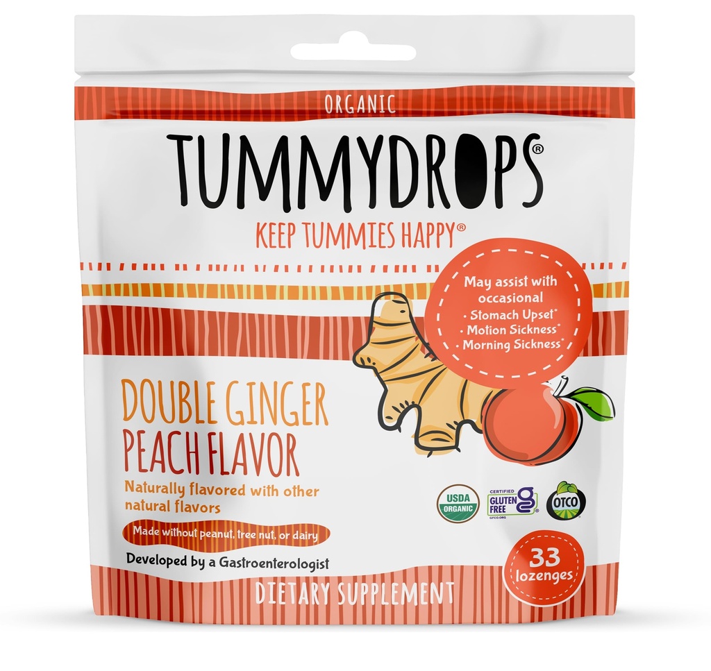 Tummydrops USDA Bio Double Ginger Peach, 33 losanges