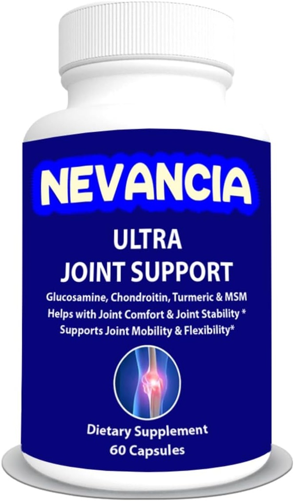 Support Ultra Joint - Glucosamine, Chondritine, Turmeric, MSM, Boswellia, Bromelain, Methionine – Aide au confort et à la stabilité des articulations – Soutiens Flexibilité et mobilité des articulations - 60 Capsules