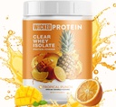 Poudre de protéines WICKED, Isolate de lactosérum clair, 23g de protéines, 95 calories, jus rafraîchissant, projet d'étiquette propre certifié, sans gluten, récupération après l'entraînement, protéines pour les femmes et les hommes (Punch Tropical)