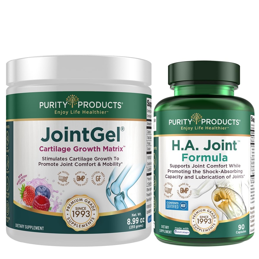 Produits de pureté JointGel (Berry Flavor) + HA Joint Formula Bundle Bioactive Collagen Peptides + MSM - supporte la fonction de joint + flexibilité tout en fortifiant le cartilage de joint - acide hyaluronique +Plus