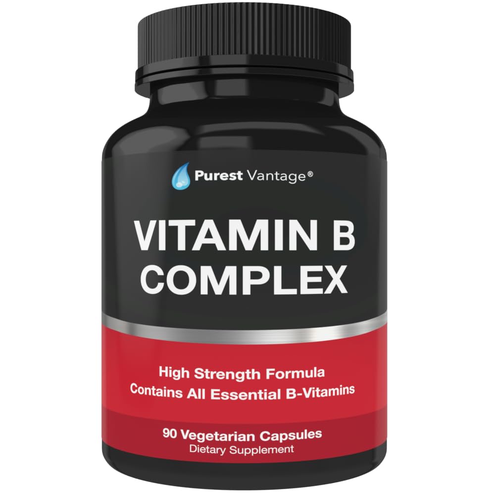 Vitamine B Complex Vitaminen B12, B1, B2, B3, B5, B6, B7, B9, Foliumzuur - Super B Complex Vitaminen voor vrouwen, mannen, volwassenen - 90 Vegetarische Capsules