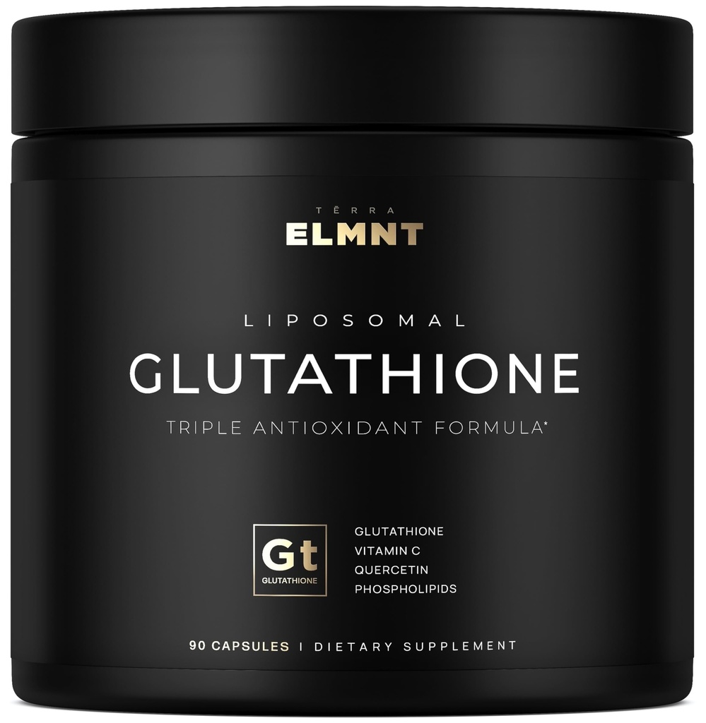 ELMNT 2150mg Super Liposomal Glutathion Supplement w. Vitamine C, quercetine & Pure L Glutathion 2000mg Triple Action Formula Glutathion Liposomal Supplement w. Fosfolipide Layer - 90 Pillen, Non-GMO