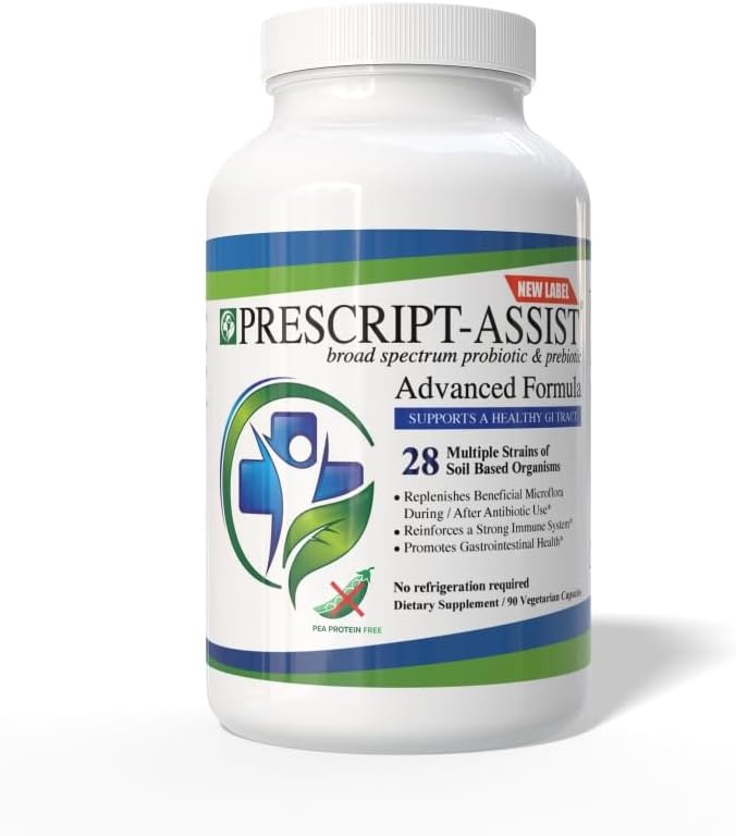 Prescript-Assist Prebiotica & Probiotica voor Digestieve & Immune Health zonder Pea Proteïne voor snelle absorptie - Geavanceerde Plant-Based, Vegan, Ondersteuning Muscle Recovery & Gut Health, 90 Capsules