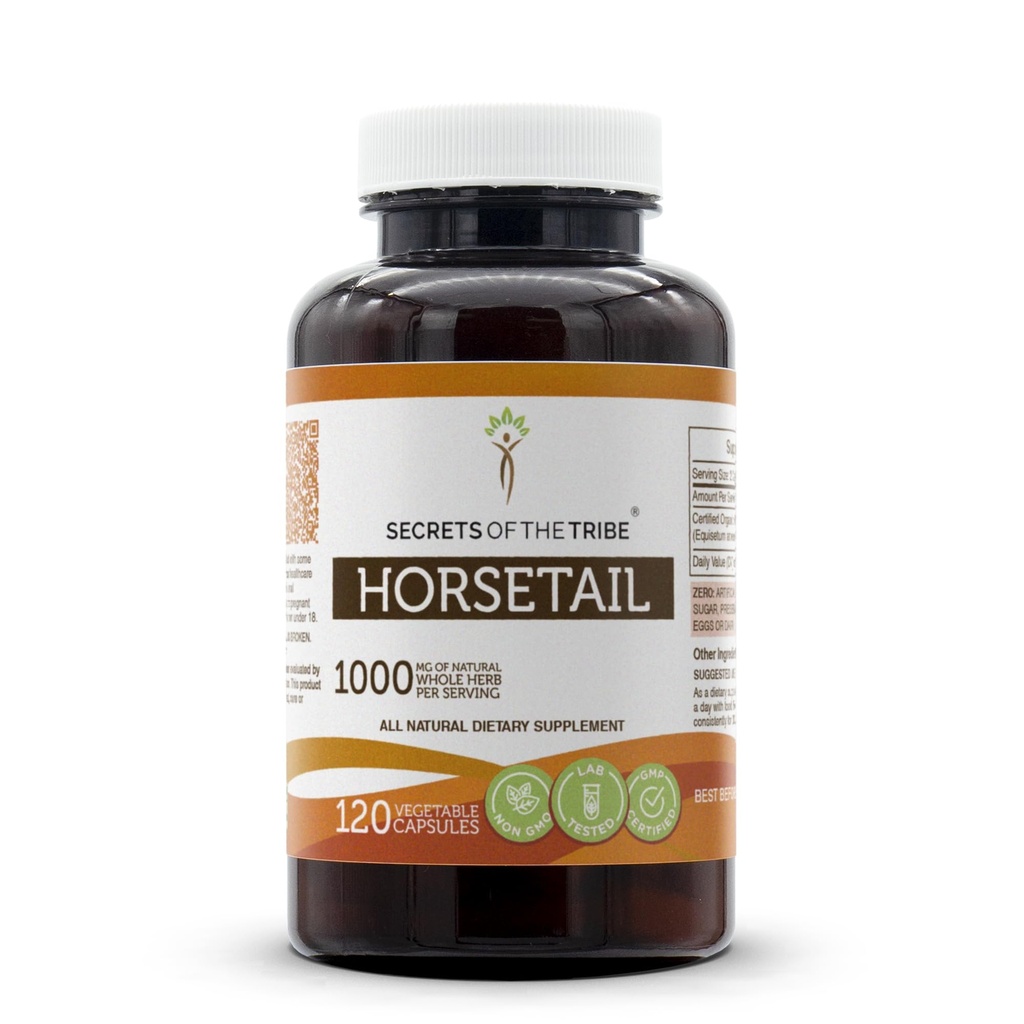 Secrets of the Tribe Horsetail 120 Capsules, 1000 mg, Horsetail (Equisetum arvense) Dried Herb (120 Capsules)