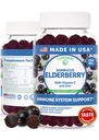 Lunakai USA Made Black Sambucus Vlierbessen Gummies voor volwassenen & kinderen met vitamine C & zink - Immuun Support, Antioxidanten, Non-GMO, 60 Gummies