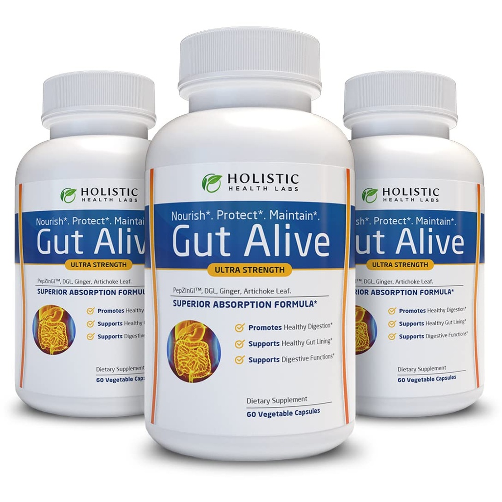 Gut Alive - Alle natuurlijke ondersteuning voor de bestrijding van IBS, Heartburn, Acid Indigestie, Acid Reflux, Bloating & Gas.