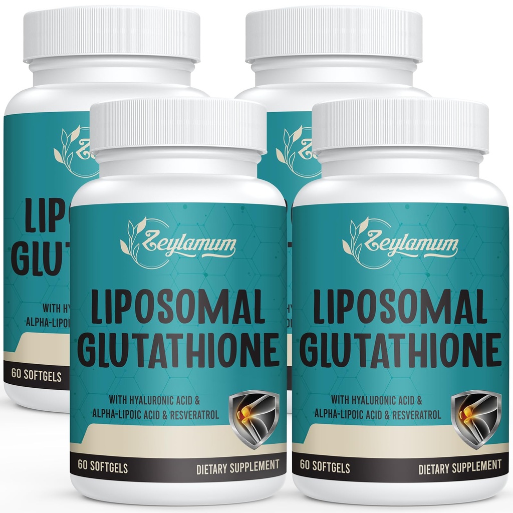 2400 MG Liposomale Glutathion Softgels, Max Absorptie, Active Form L-Glutathione Reduced (GSH), with Hyaluronic Acid, Resveratrol, Master Antioxidants for Detox, Brain, Immune System, 240 Softgels