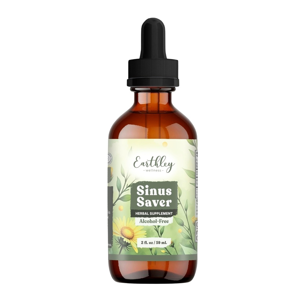 Earthley Wellness Sinus Saver, Natuurlijke Remedie, Vrij van Allergenen, Parabenen, en conserveringsmiddelen, helpt Boost Vitamine C (2 oz, Alcoholvrij)
