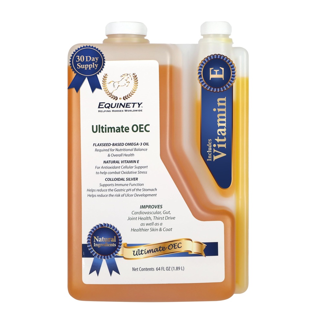 Ultimate OEC Horse Supplement – Omega 3, vitamine E, huile de lin pour chevaux – Coat Defense, Joint & Hoof Support – Huile Hippique approuvée par les vétérinaires pour un poids, un muscle et une récupération sains