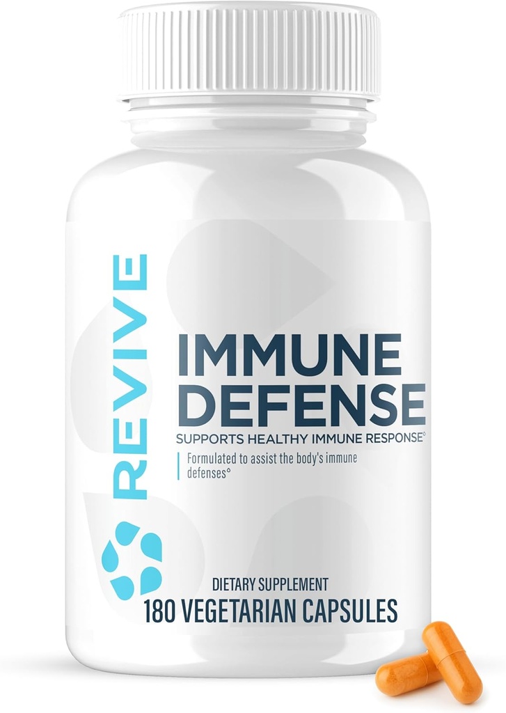 Revive MD Immune Defense, Immune Support Supplement - Immunity Health with Zink, Vlierbes, Vitamine C & Vitamins Booster for Men & Women - Vegan, Gluten-Free & Soy-Free (180 Capsules, 30 porties)
