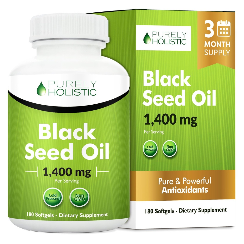 Capsules d'huile de graines noires 1400mg, 180 Softgels, 3 mois d'approvisionnement - Nigella Sativa pressée à froid, riche en oméga 6, 9 et TQ, huile de graines de cumin noir, support immunitaire, articulations et digestion