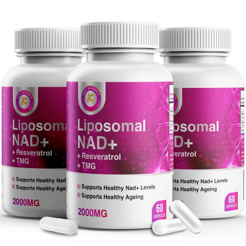 Pure NAD Resveratrol en TMG, 2000mg, 3 in 1 Geavanceerde Formule, Immune & Energy Support, Huid en algehele gezondheid, 60 capsules