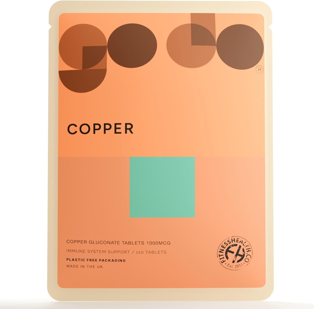 Fitness Health Copper 1MG 120 Tablets - Nutritional Supplement - Vegans & Vegetarians - Healthy Lifestyle - Copper Supplement - Copper Gluconate Supplement -