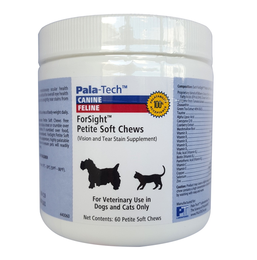 PalaTech Canine/Feline Forsight Petite Zachte Kauwen - Tear Stain Kauwen voor honden - Canine Eye Supplement - Ondersteunt Ooggezondheid - Perfect voor Cat & Hond Ooginfectie Behandeling