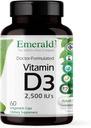 EMERALD LABS Vitamine D3 2500 IE - Ondersteunt bot, tanden, spieren, hart- en immuunsysteem - Premium Dieetsupplement - 60 plantaardige capsules (60 dagen)