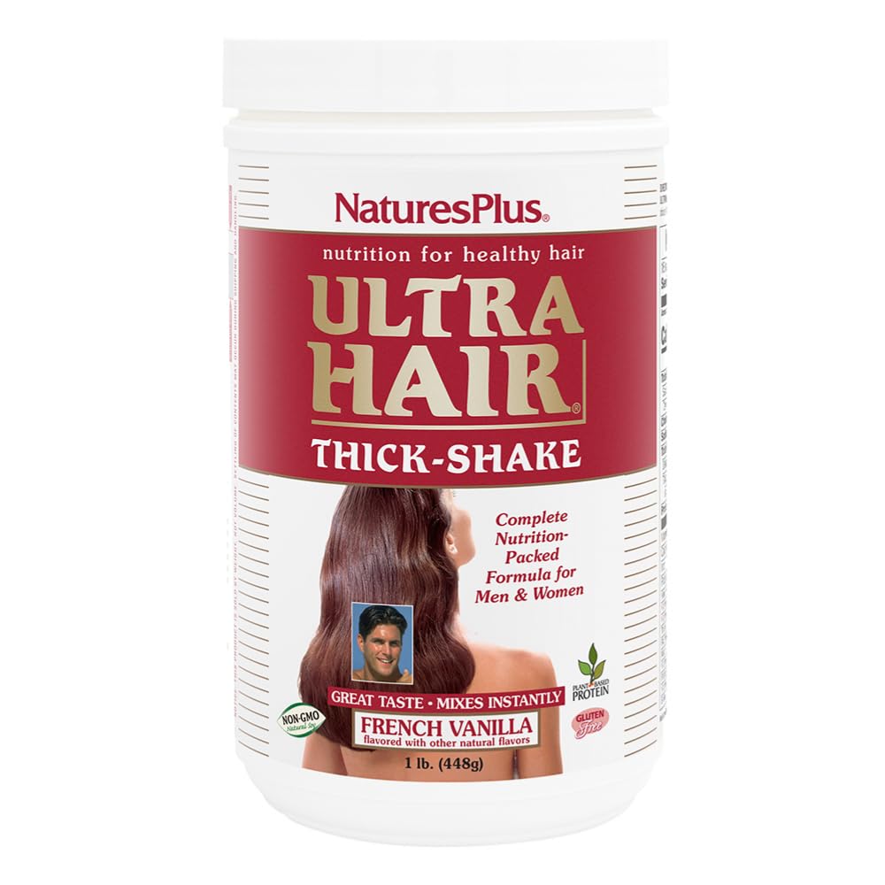 Natures Plus Ultra Hair Thick Shake - 1 lb, Hair Protein Shake - Franse Vanille smaak - Gezonde Haargroei Supplement met vitamines en mineralen - Non-GMO, Glutenvrije - 16 Servers