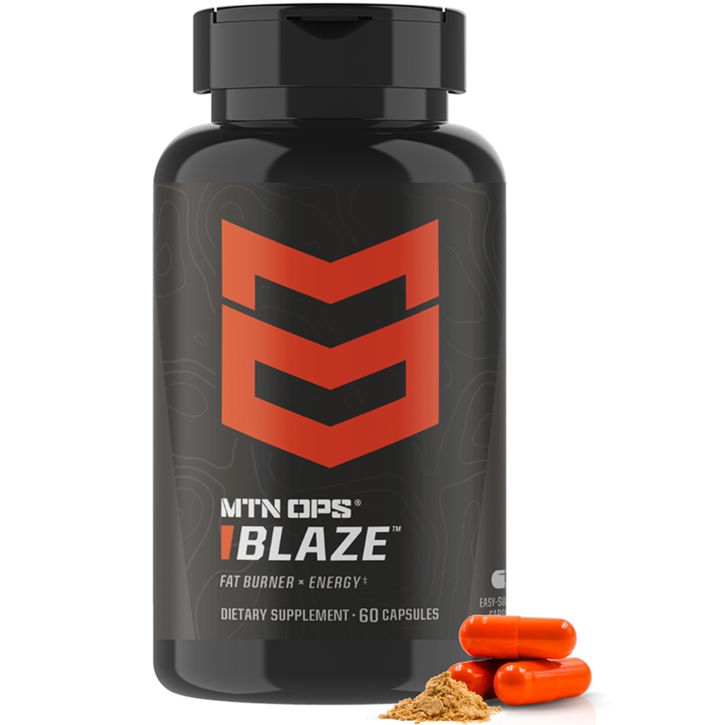 MTN OPS Blaze Fat Burner & Thermogénique Métabolisme Booster pour la perte de poids, 210mg de caféine par service de pilules caféine pour le boost énergétique, 30 portions