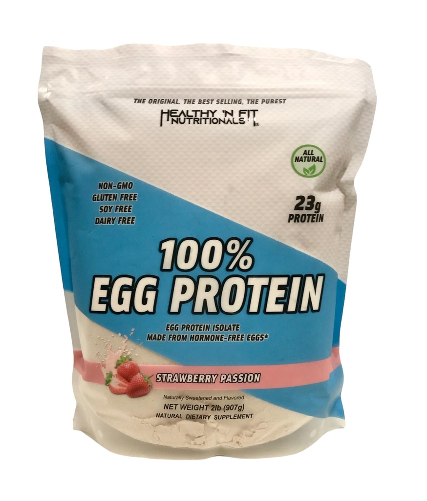 Healthy N Fit 100% EGG PROTEIN- Fraise (12oz): 100% Egg White Protein PLUS Peptides naturels. Naturellement sucré, Zero Carb, Keto, Paléo Friendly