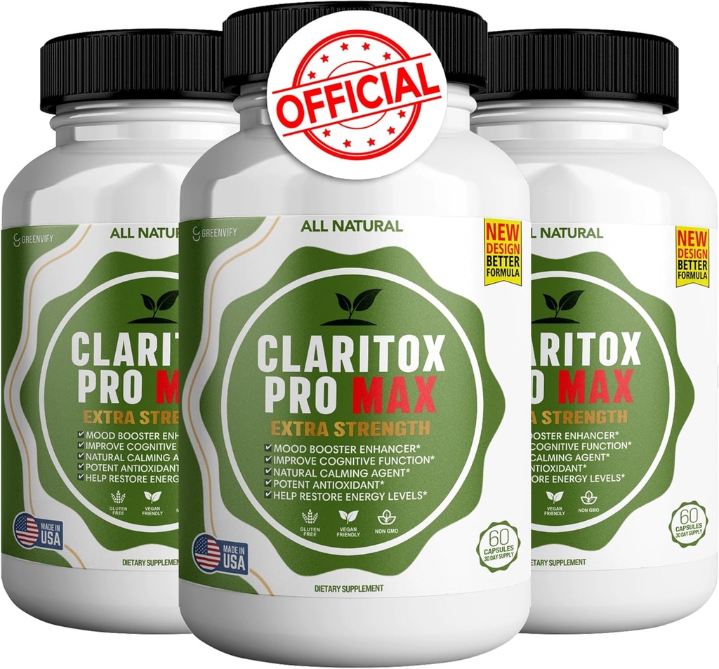 Claritox Pro Max Extra Sterkte Supplement, Mood Booster, Cognitieve Functie Enhancer, 180 Capsules (3)