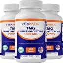 Vitamatic TMG Supplementen 1000mg - Trimethylglycine - Betaine Anhydraat - 120 tabletten - 120 porties - Non-GMO & Glutenvrij (3 flessen)