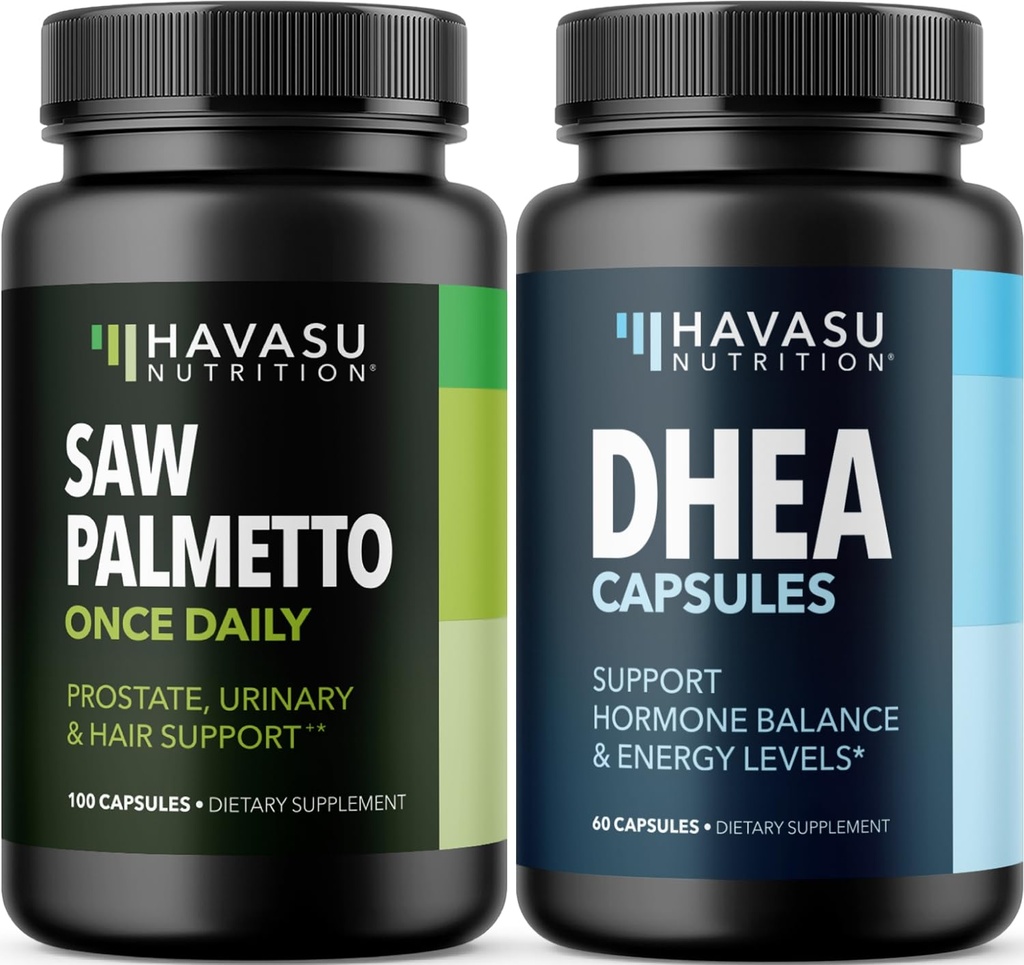 HAVASU NUTRITION DHEA 50mg Supplement (60 porties) & Saw Palmetto Capsules (100 porties)