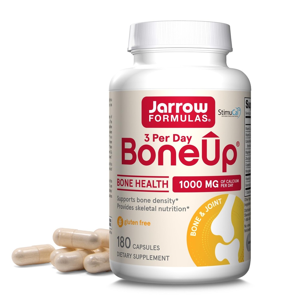 Jarrow Formules BoneUp Drie per dag voor botdichtheid en skeletvoeding, inclusief vitamine D3, K2 (als MK-7) en calcium, 180 capsules, 60 dagen levering
