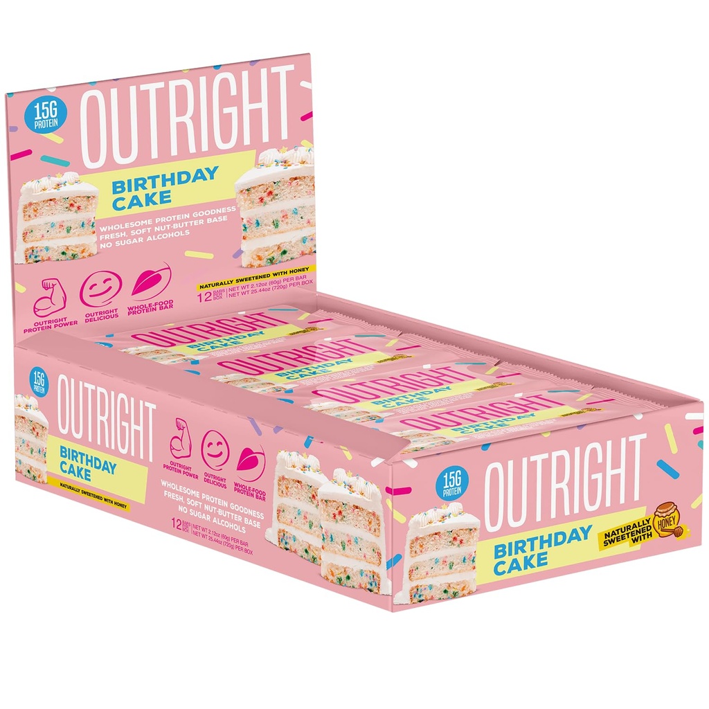 Outright Bars - Verjaardagscake Pindakaas - Whole Food Proteine Bar - No Sugar Alcohols - MTS Nutrition (12 Tel.)