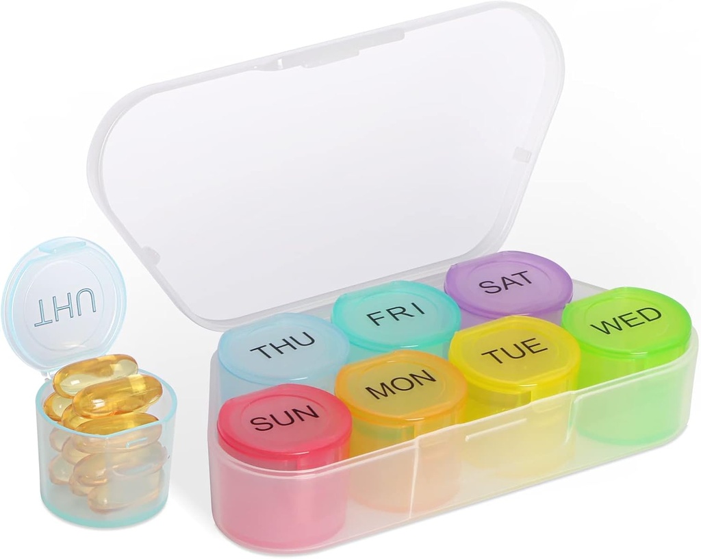 NatureTouch Weekly Pill Organizer, BPA Free Medicine Organizer Regenboog 7 dagen pil Box, Daily Portable Pill Conatainer voor pillen/Vitamine/Vish Oil/Supplements [Laatste versie]