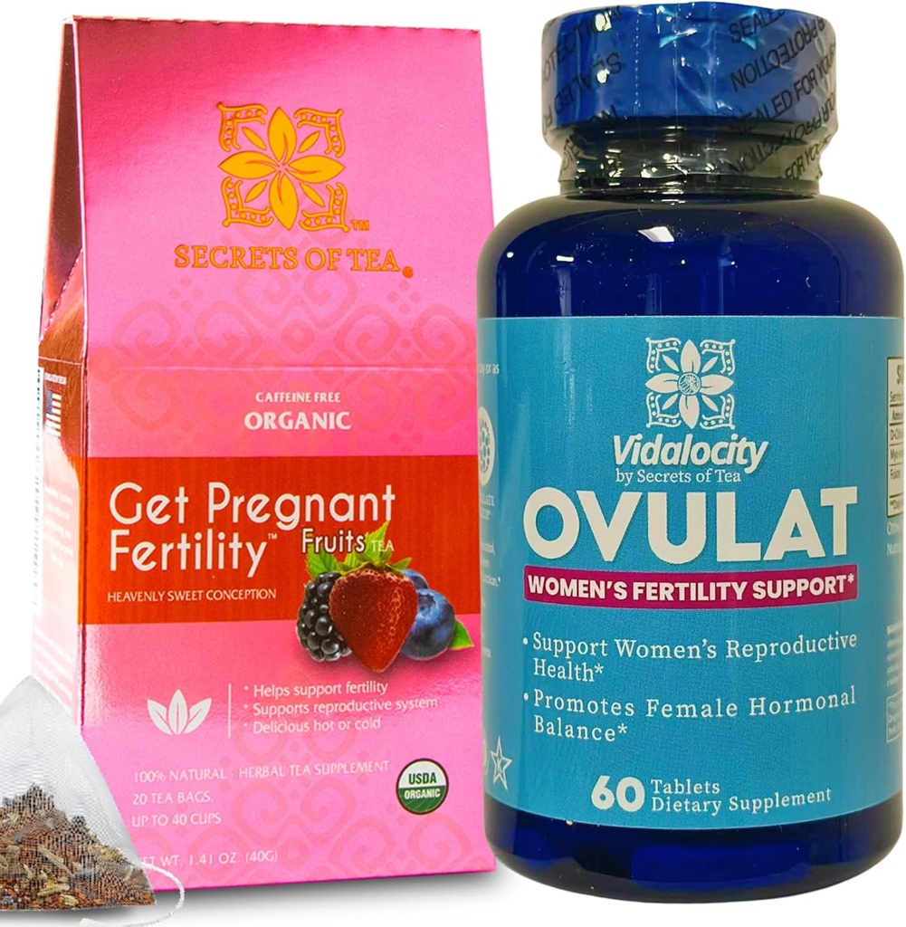 Geheimen van Tea Vruchtbaarheidsbundel - Vruchtbaarheid Thee en Vruchtbaarheid Supplementen voor vrouwen, prenatale vitamines met Inositol, Vitex en Folate te helpen ondersteunen Hormone Balance voor vrouwen
