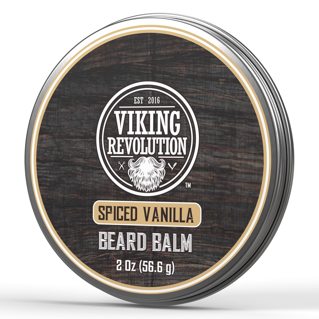 Viking Revolutie Spiced Vanilla Baard Balsem - Baardboter met Argan Oil, Baard Softener voor mannen met Jojoba Oil - Baard Moisturizer voor mannen met bijenwas - Baard Wax voor mannen (2oz, 1 Pack)