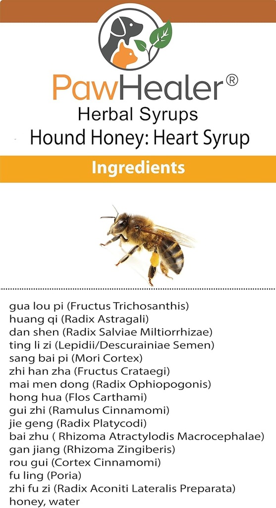 PawHealer® Hound Honey: Heart Syrup - Herbal Remedy for Dog's Cough - 5 fl oz - Suppressant - Herbal Remedy - Gagging & Wheezing Vanwege het hart...