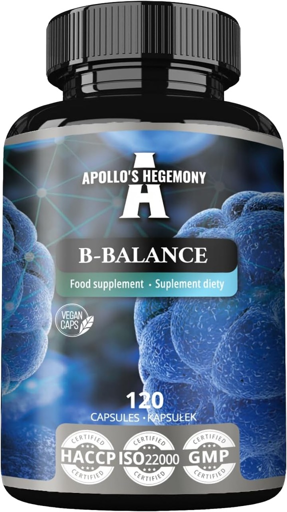 APOLLO'S Hegemony B-Balance 120 Vegan Capsules - Vitamine B Complex Bevat vitamines B1, B2, B6, B12, Folaat en meer - 4 maanden levering - Ondersteunt de algehele gezondheid