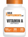 BulkSupplements.com Vitamine A 25000 IE Softgels - Vitamine A Supplement, als Retinyl Palmitate, voor Eye & Immune Support - Glutenvrij, 1 Softgel per Serving, 365 Tellen (pakket van 1)