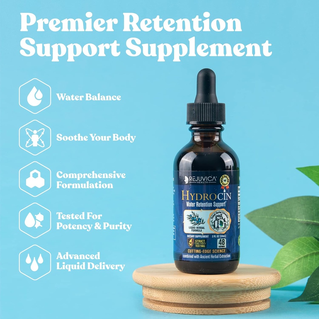 Rejuvica Health Hydrocin - Advanced Diuretic Water Retention Support Supplement - Liquid Delivery for Better Absorptie - Dandelion, Uva Ursi, Juniper Berry, Selderijzaad, Groene thee &amp; meer!