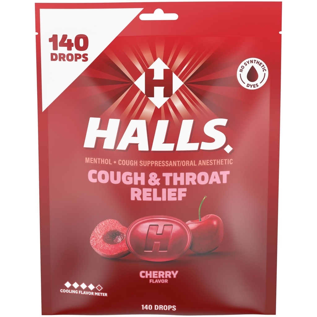 Halls Relief Cherry Toux gouttes, Pack de valeur, 140 gouttes