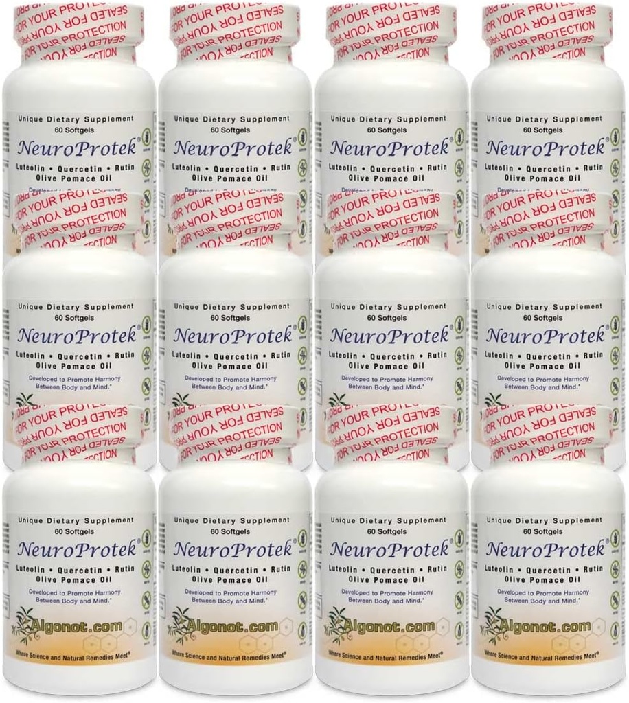 Algonot NeuroProtek 12 Pack: De enige liposomale luteolineproducten die Olive Pomace Oil gebruiken. Combinatie van luteoline, quercetine en rutine in Olive Pomace Oil (Verminderde prijsbundel)