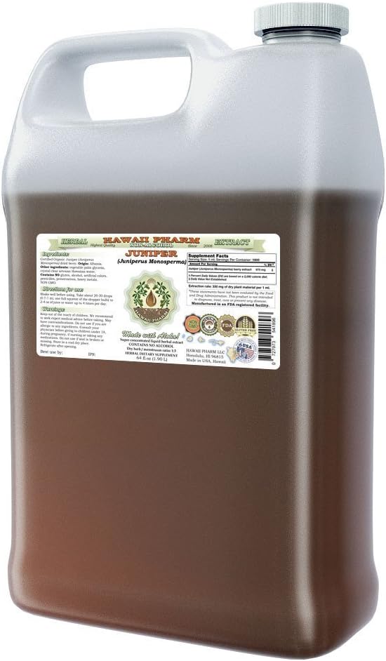 Juniper Alcoholvrij Liquid Extract, Biologische Juniper (Juniperus Monosperma) Gedroogde Berry Glycerite Hawaii Pharm Natural Kruidensupplement 64 oz