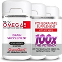 KLINISCH Bewezen (3-maand voorraad) Hersensupplementen met Anti Veroudering, Geheugenpillen, Omega 5 Granaatappel Supplement, 3 Flessen 60ct Elke