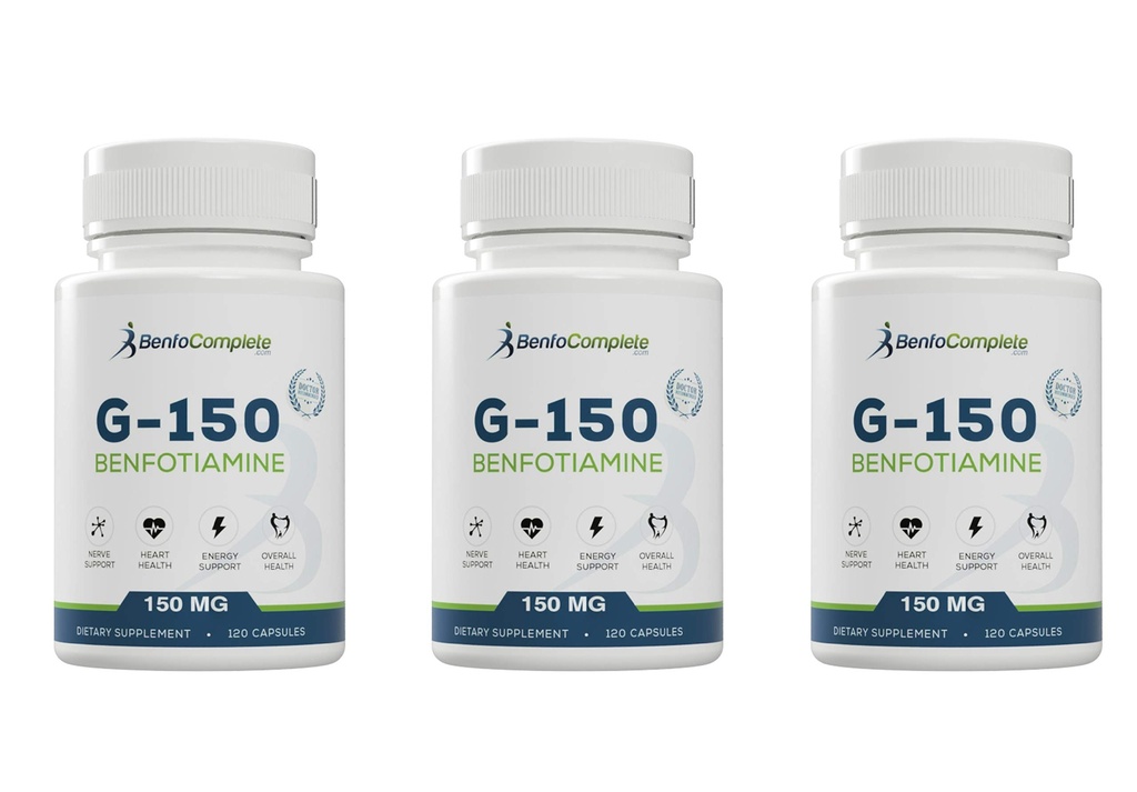 Benfotiamine 150Mg 120 Gelatine Capsules per fles - Verpakking van 3 flessen