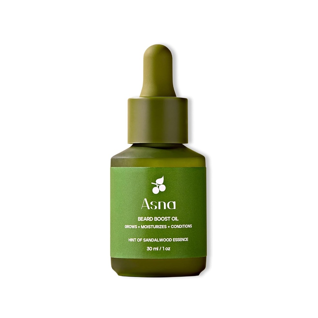 Asna Baard Boost olie - koud-geperst, alle haartypes, stimuleert groei, voedende & vochtinbrengende, ayurvedische met vitamine C & antioxidanten voor zachter, voller baard