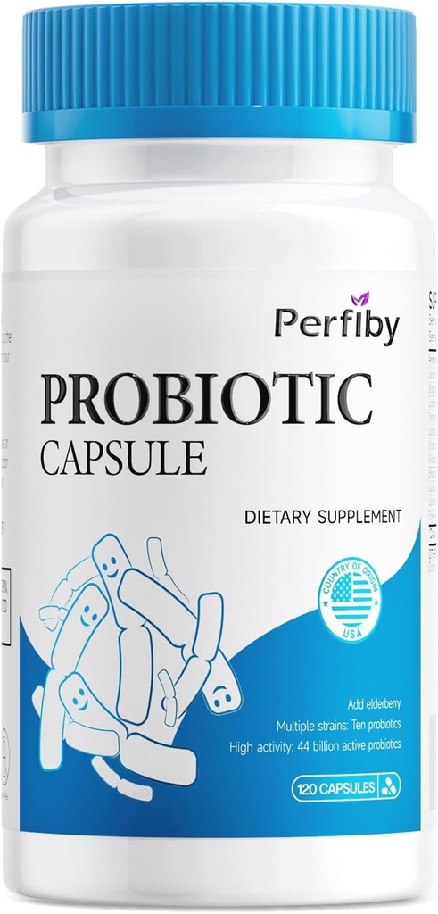Probiotica met vlierbessen voor spijsverterings- en immuungezondheidsondersteuning Occasional Constipatie, diarree, gas- en opgeblazen gevoel, 120 capsules, 60 dagen