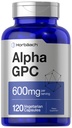 Horbäach Alpha GPC 600mg | 120 Capsules | Vegetarian, Non-GMO & Gluten Free Choline Supplement | Supports Healthy Memory, Focus and Clarity
