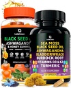 Sea Moss Capsules + Black Seed Oil Gummies Bundle, 60 Black Seed Gummies + 120 Sea Moss Pillen, Natuurlijke verdediging Ondersteuning met vitamines en multimineralen supplement bundel