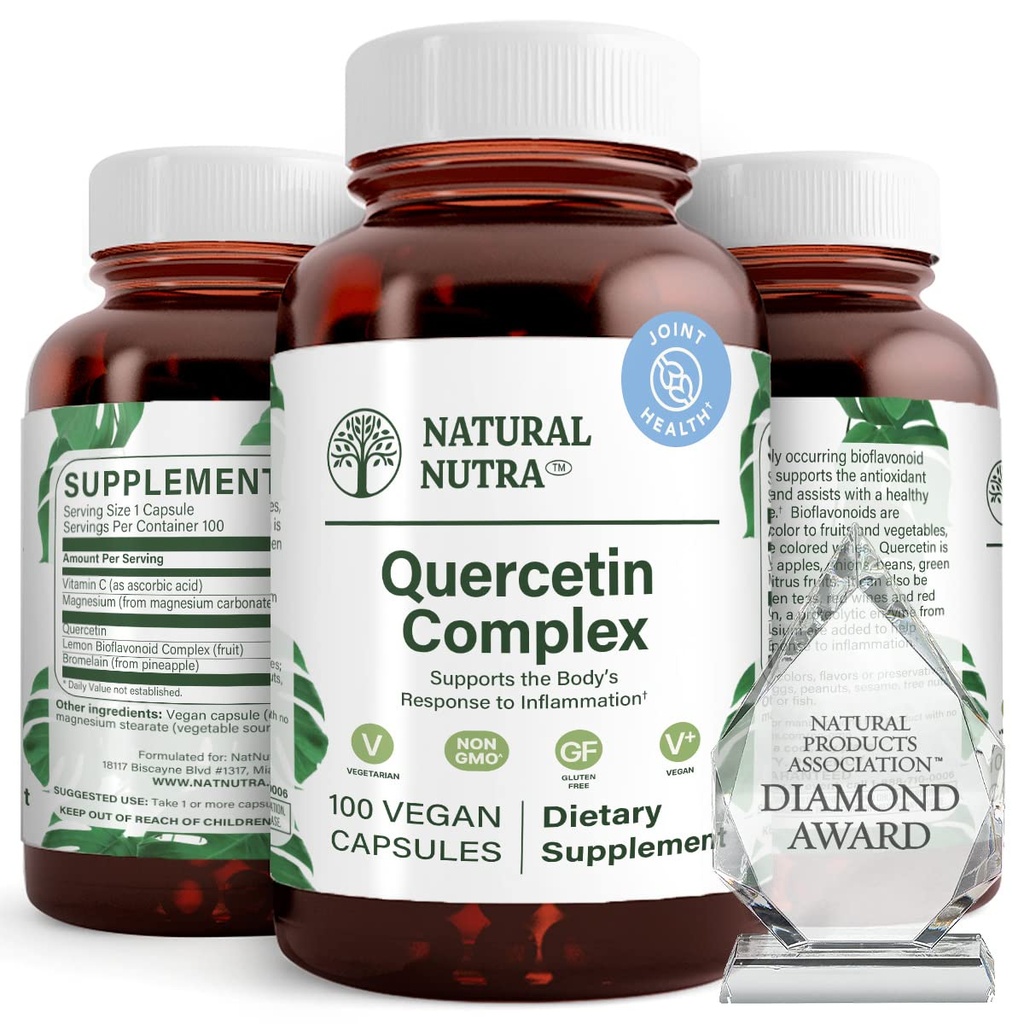 Natuurlijke Nutra Quercetine Complex met bromelaïne en vitamine C Citrus Bioflavonoid Supplement, Ondersteuning lichaam tot seizoensveranderingen en roodheid van het lichaam, bevordert de gezondheid van de lever, 100 veganistische en vegetarische capsules