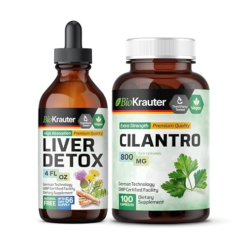 BIO Krauter Lever Detox Tinctuur 4 Fl. Oz. & Cilantro 100 Capsules
